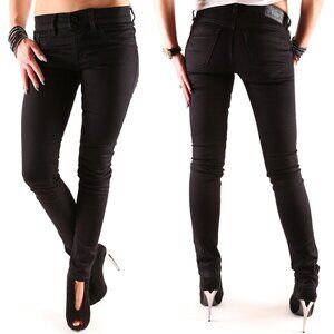 Diesel Womens 28 Livier Super Slim Skinny Shiny Black Jeans